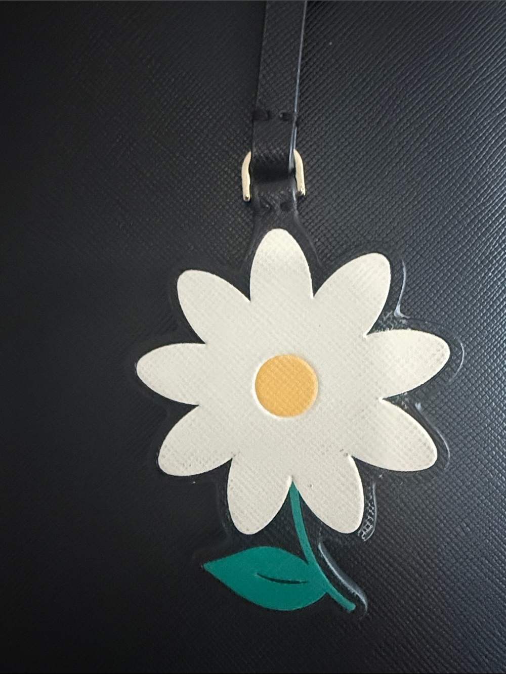 kate spade Black Leather Tote with White Daisy Charm - Picture 6 of 16